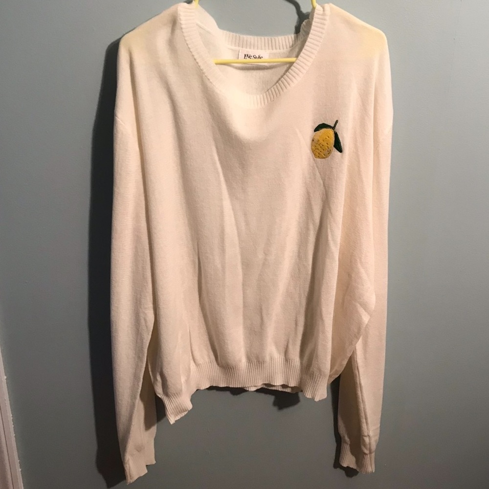 NWOT Cream Sweater with Lemon Appliqué, 4X (fits more like 3X), Never Worn